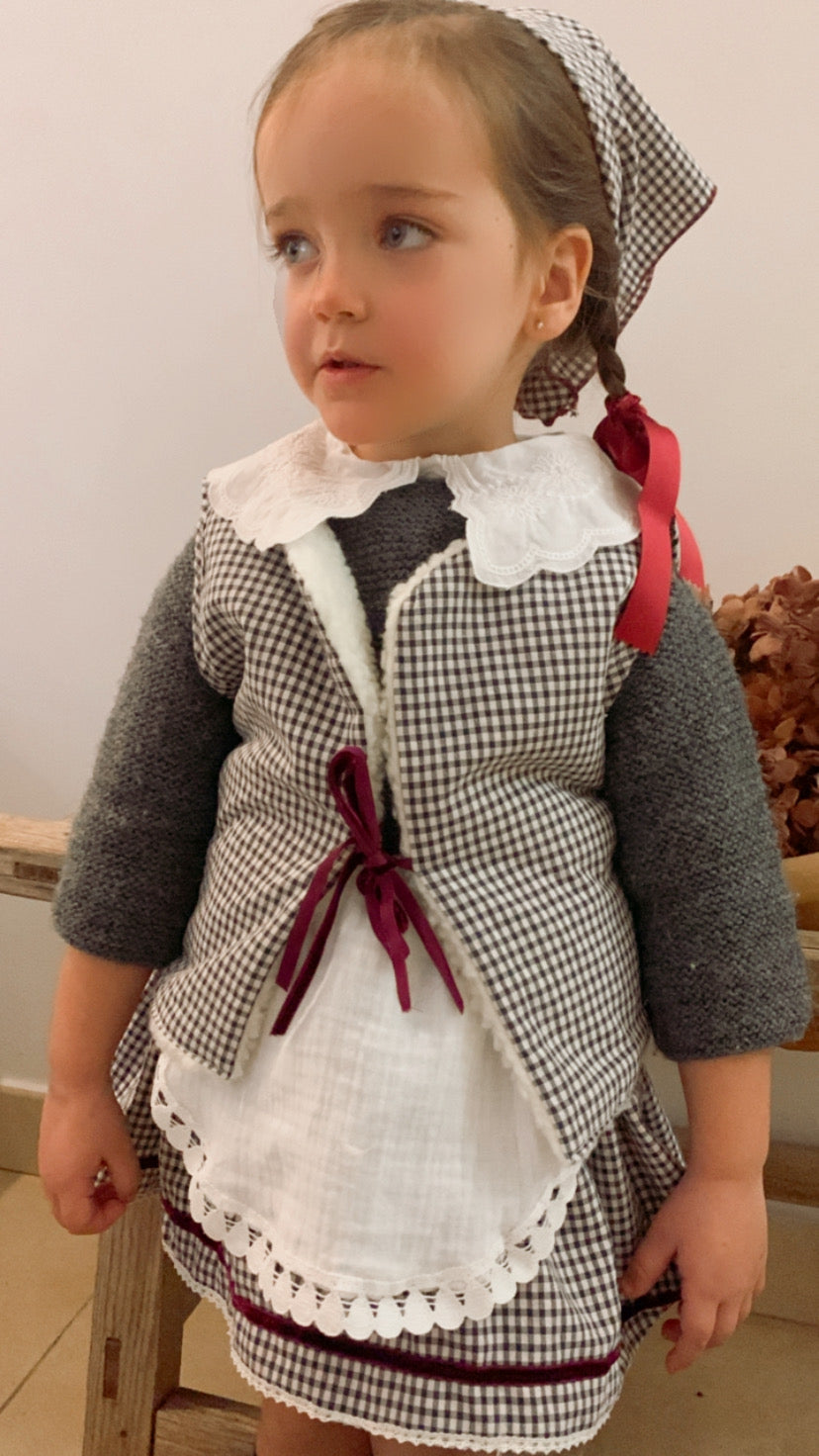 Traje de pastorcita vichy pequeño image 2