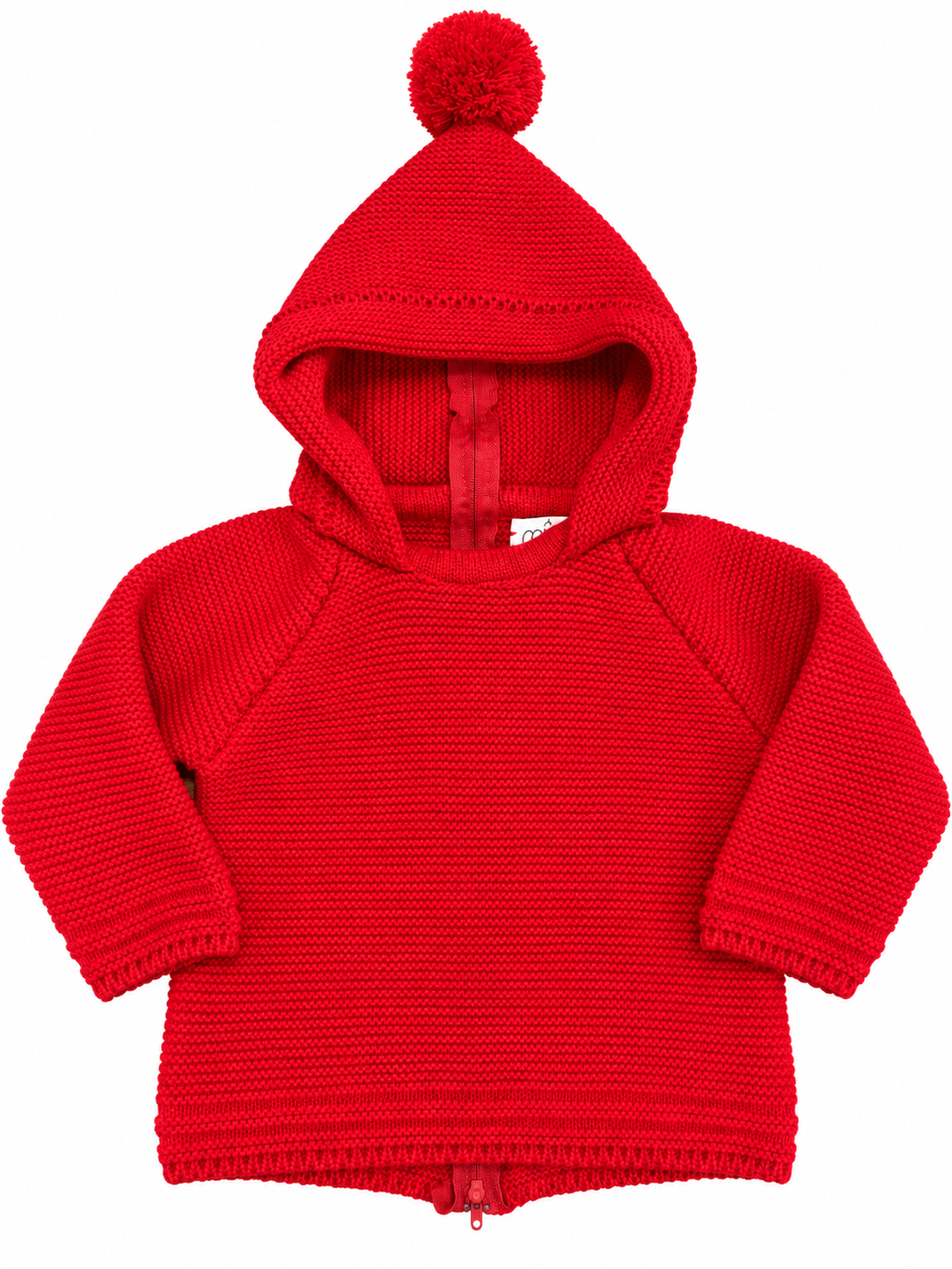 Abrigo de punto rojo de Mûnnu, punto hecho en España