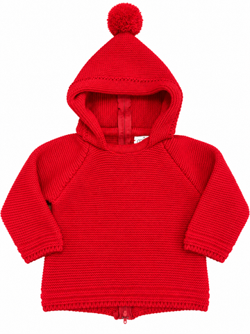 Abrigo de punto rojo de Mûnnu, punto hecho en España