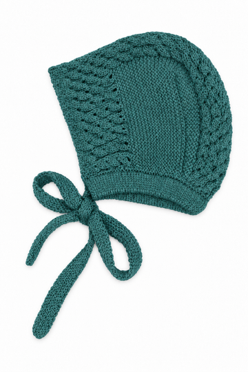 Capota de punto verde jabonoso de Mûnnu, punto hecho en España