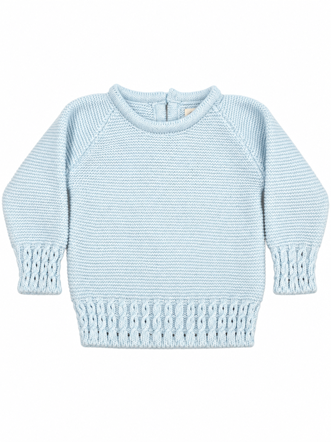 Jersey de punto celeste de Mûnnu, punto hecho en España