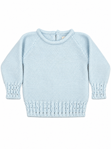 Jersey de punto celeste de Mûnnu, punto hecho en España