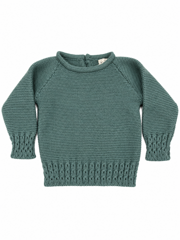 Jersey de punto verde jabonoso de Mûnnu, punto hecho en España